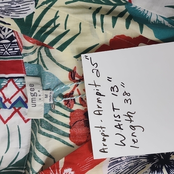 NWT Umgee Tropical Print Cinch Waist Dress Size M - Picture 8 of 8